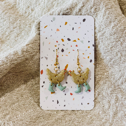 Chickens with Boots Earrings