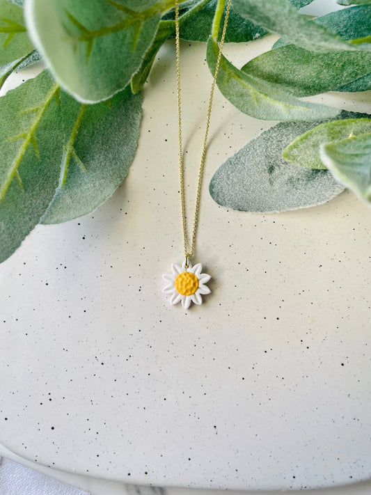 Daisy Polymer Clay Necklace