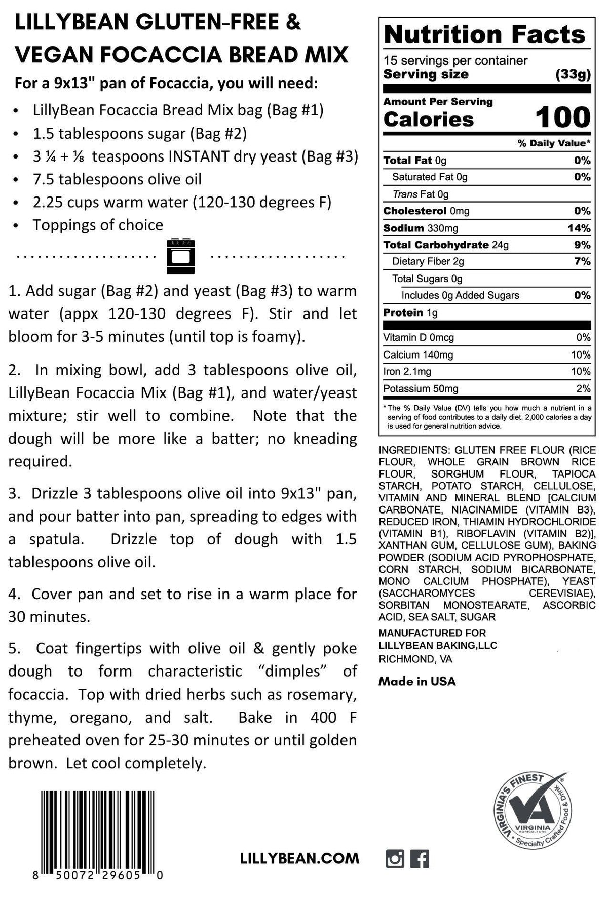 Focaccia Bread Mix (Vegan & GF)
