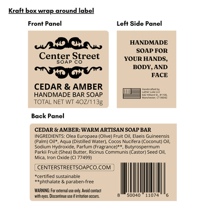 Cedar & Amber Vegan Handmade Soap Bar