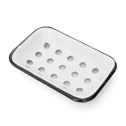 Farmhouse White Metal Soap Dish Tray