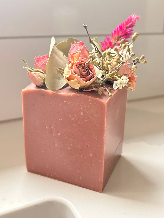 Vintage Style French Block Soap With Dry Flowers
