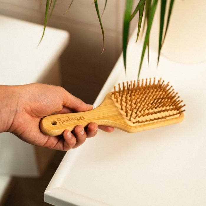 Bamboo Paddle Square Hairbrush