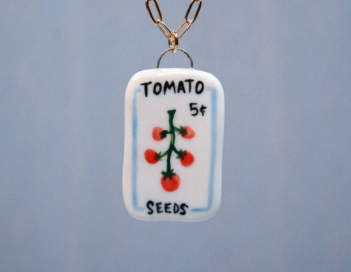 Tomato Seed Packet Charm Necklace