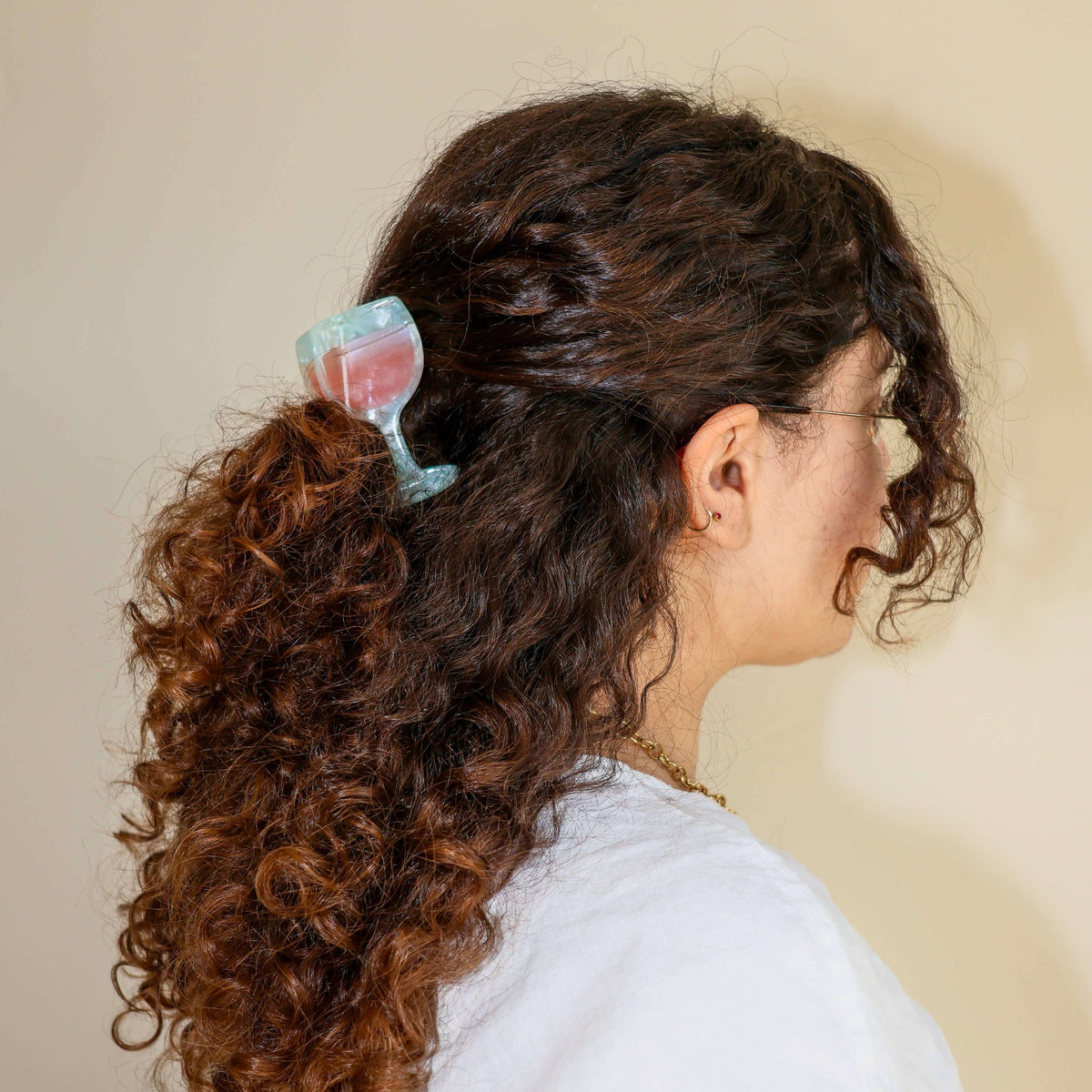 Rose Wine Glass Hair Claw Clip