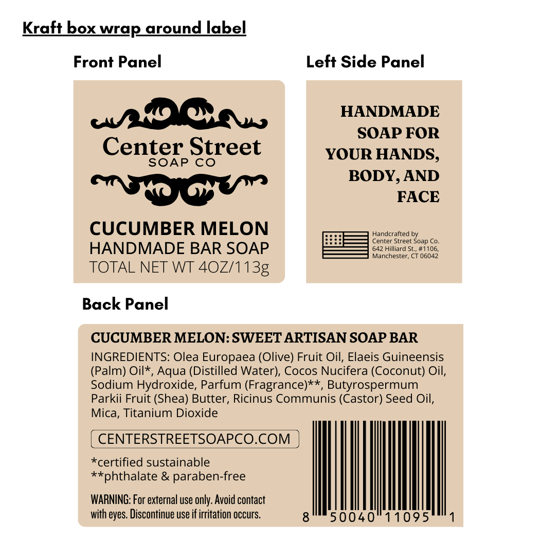 Cucumber Melon Vegan Handmade Soap Bar