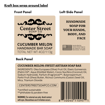 Cucumber Melon Vegan Handmade Soap Bar