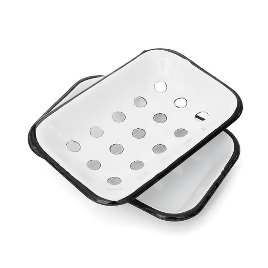 Farmhouse White Metal Soap Dish Tray
