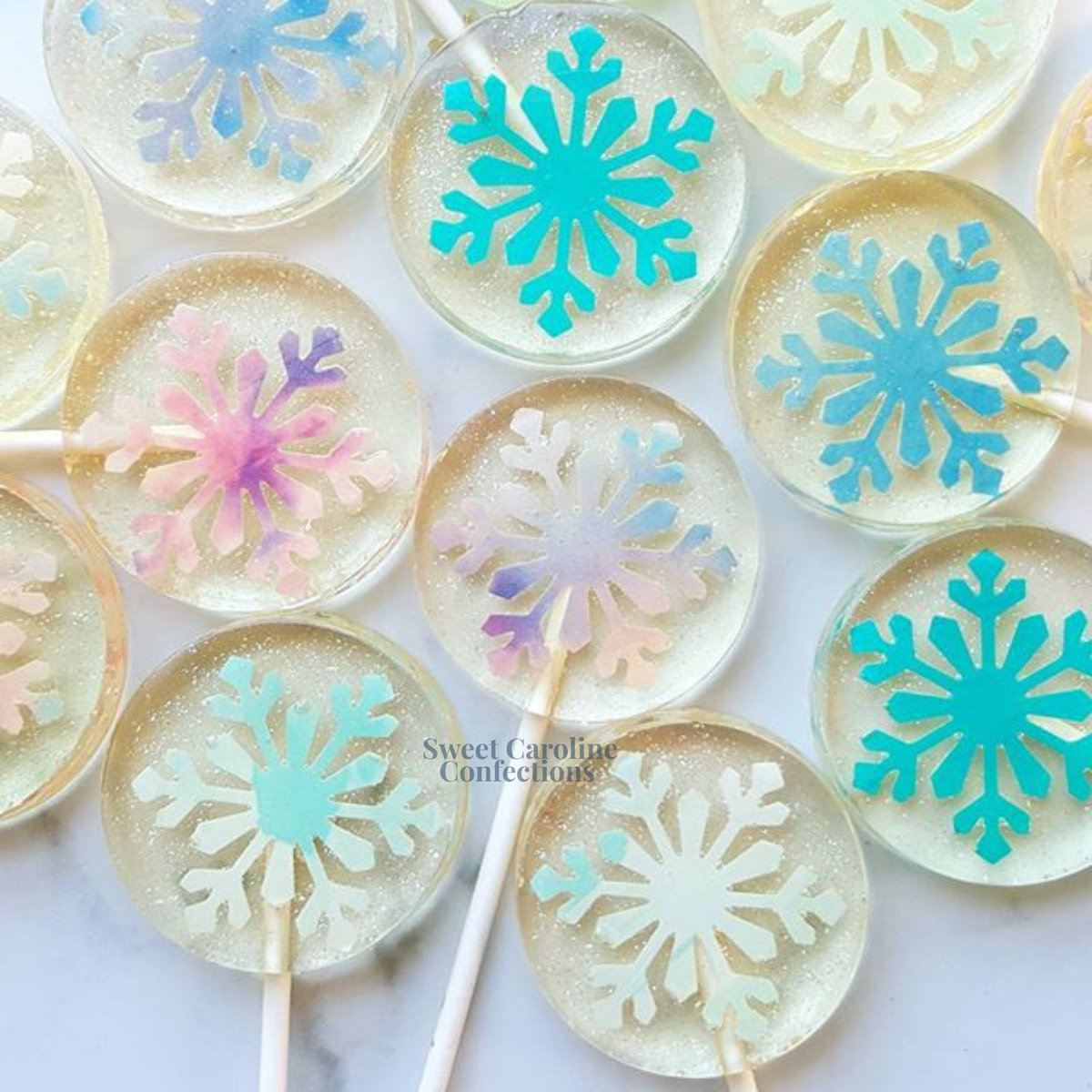Pastel Snowflake Lollipops