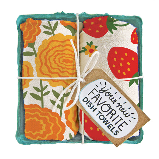 Mari Berry (Marigold, Strawberry), Tea Towel Set