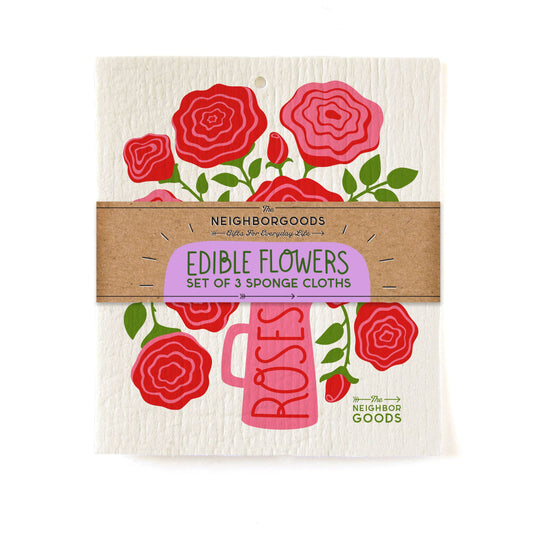 Edible Flowers Sponge Cloth Set