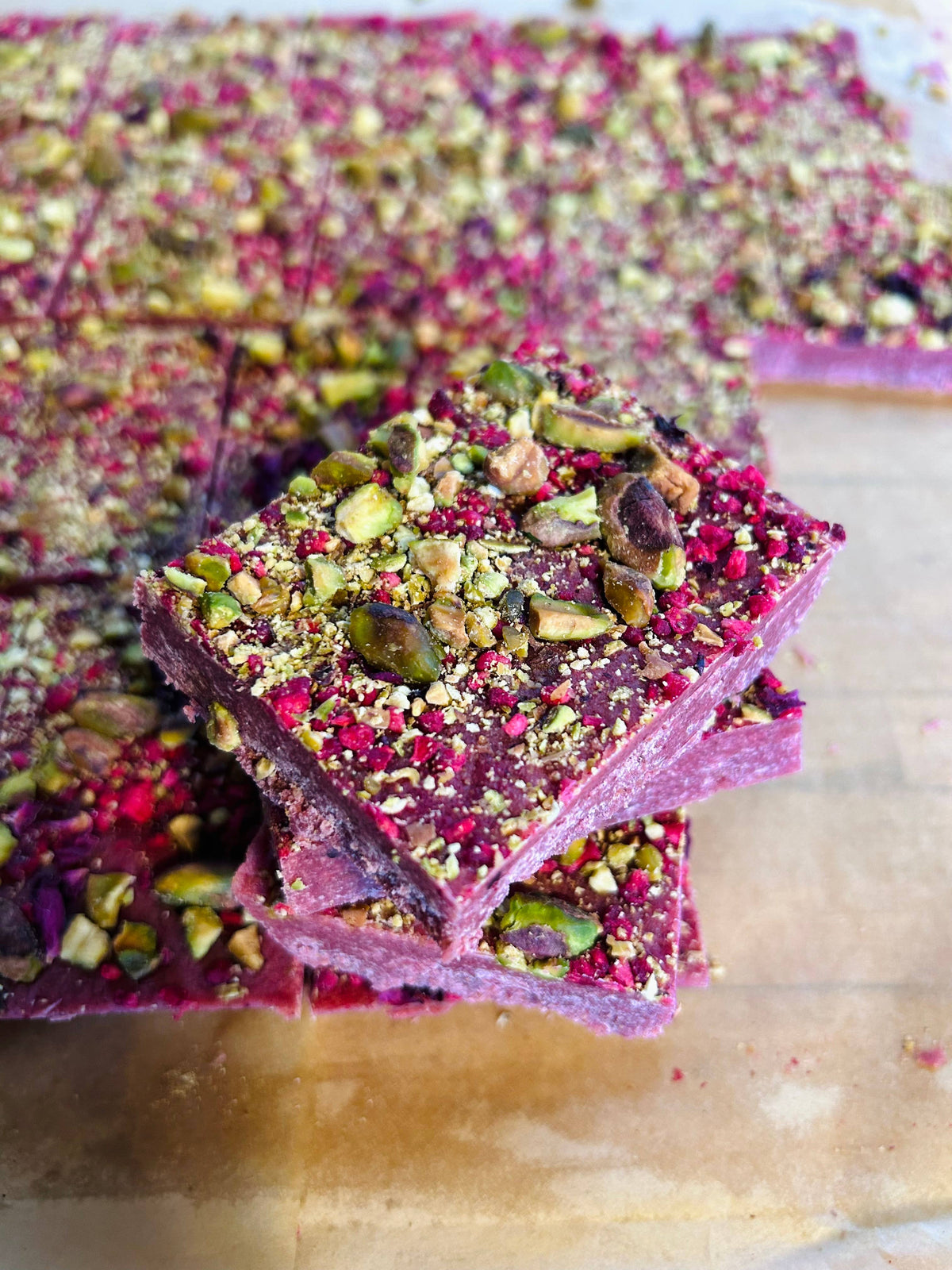 Pistachio Raspberry Rose Fudge 