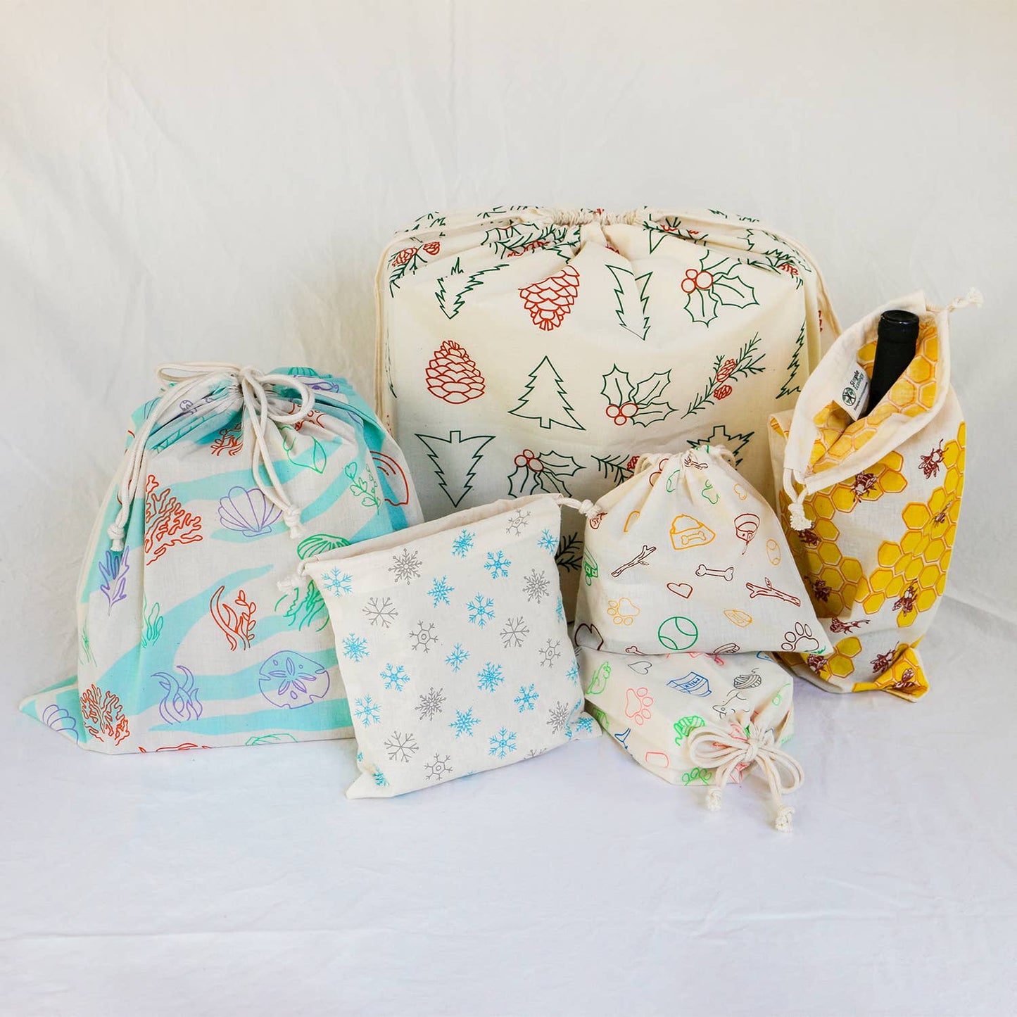 Organic Fabric Reusable Gift Bag Sets