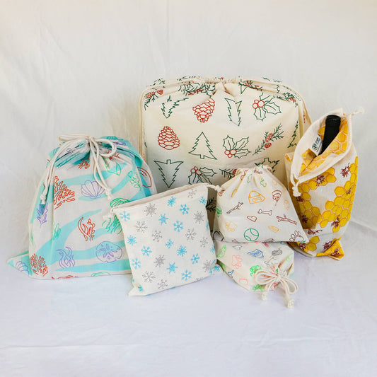 Organic Fabric Reusable Gift Bag Sets