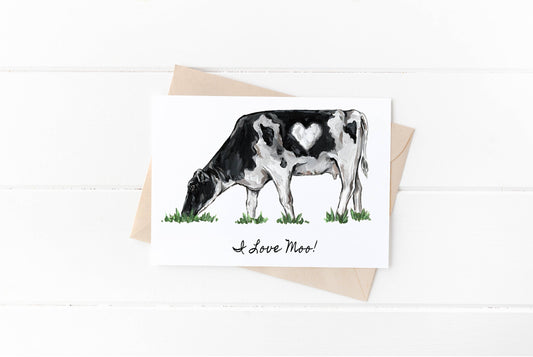 I Love Moo, Heart Holstein Cow Card