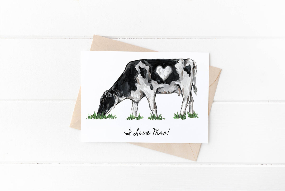 I Love Moo, Heart Holstein Cow Card