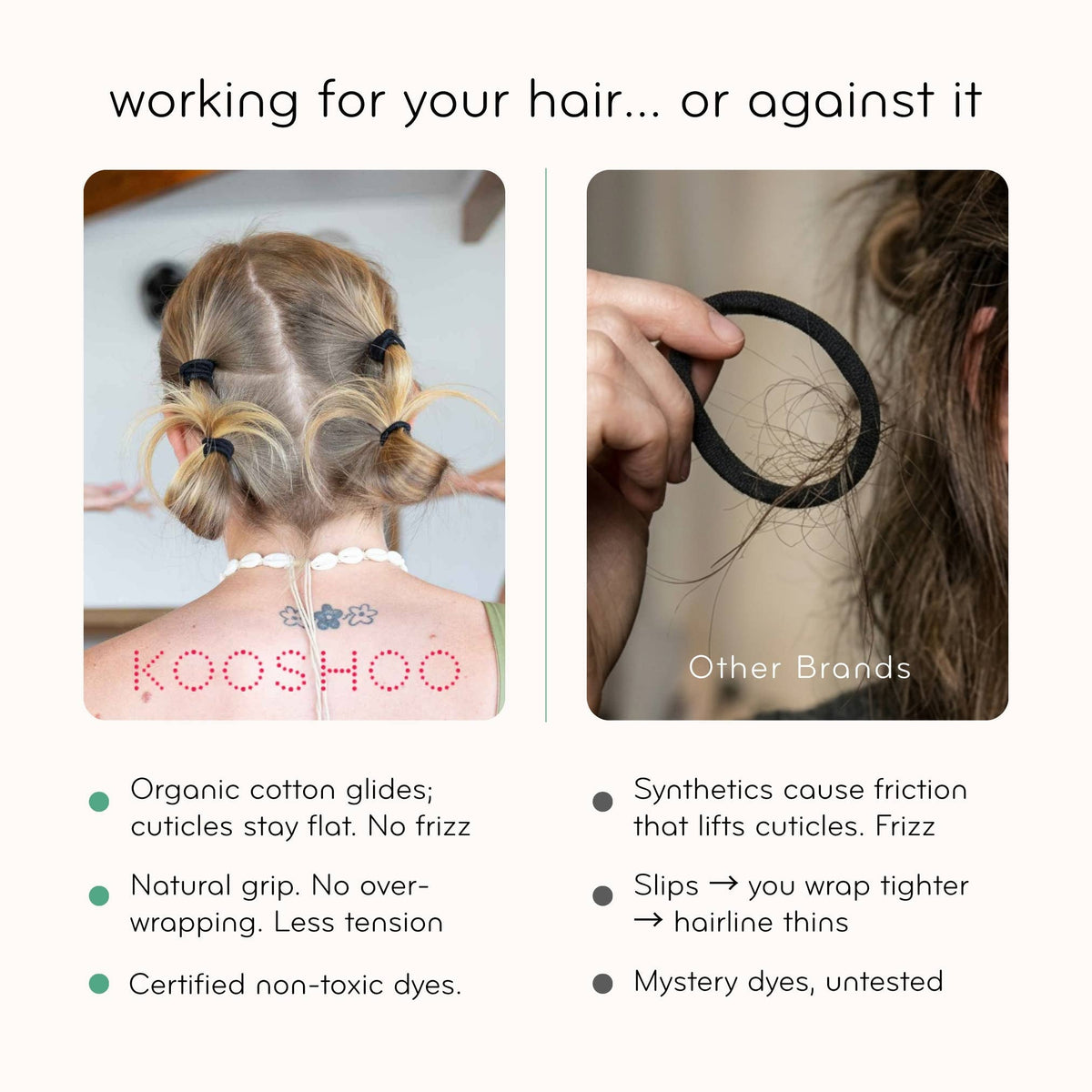 Plastic-free Mini Midi Hair Ties. Fine Hair, Kids & Braids