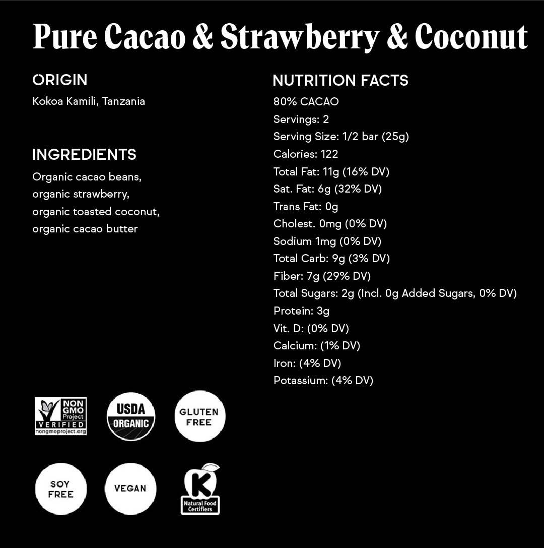 Pure Cacao, Strawberry & Coconut Chocolate
