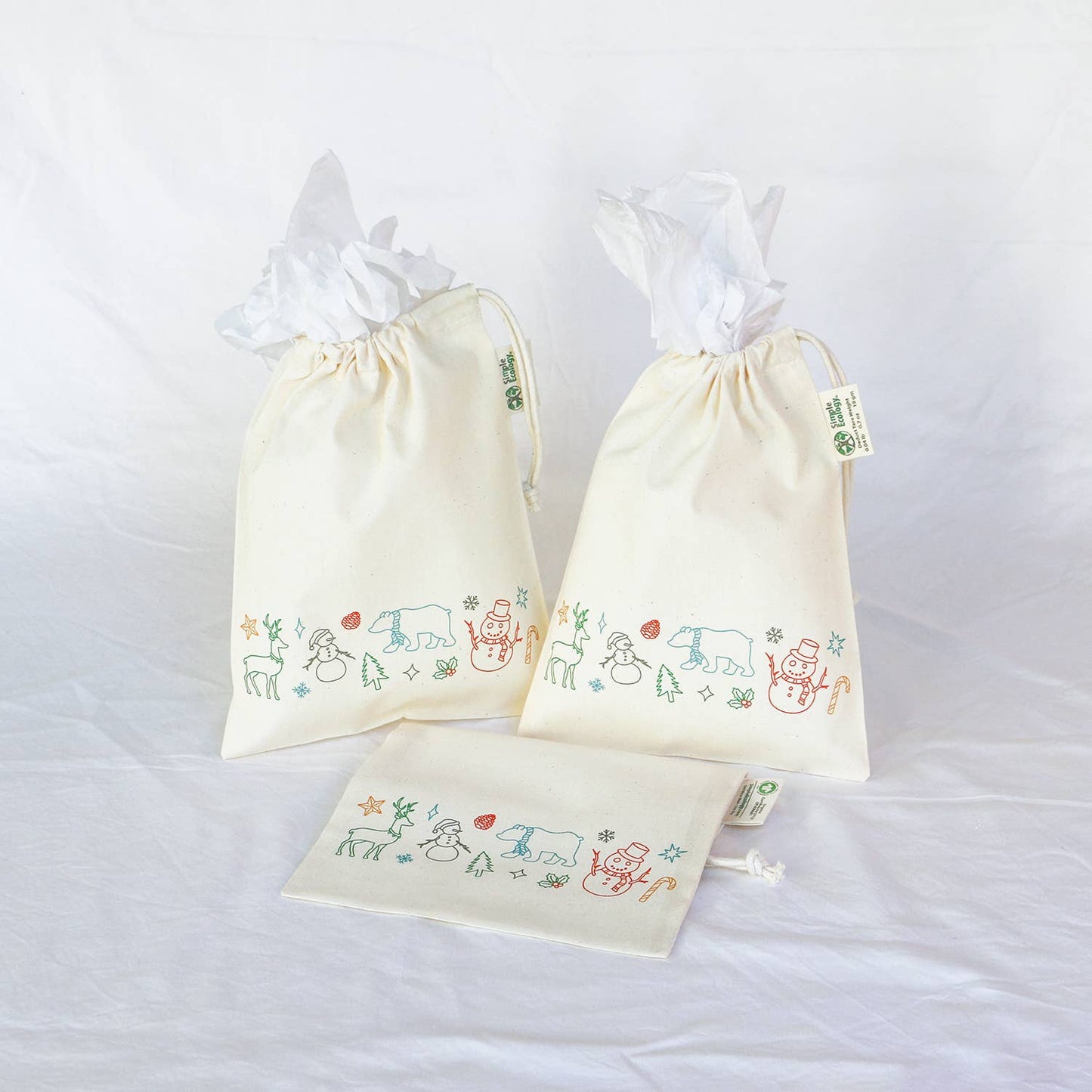 Organic Fabric Holiday Gift Bags