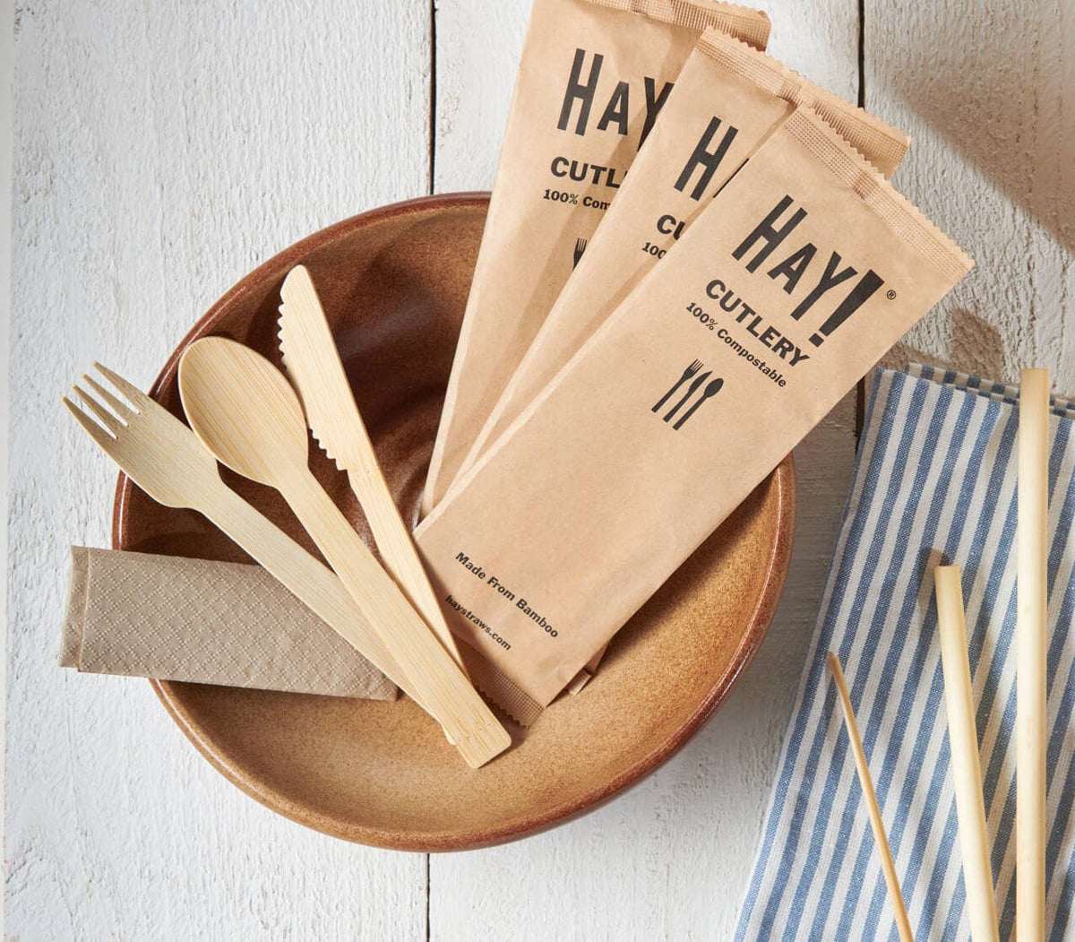 Wrapped Bamboo Cutlery Set
