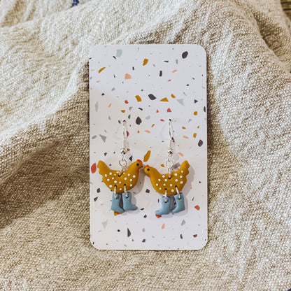 Chickens with Boots Earrings