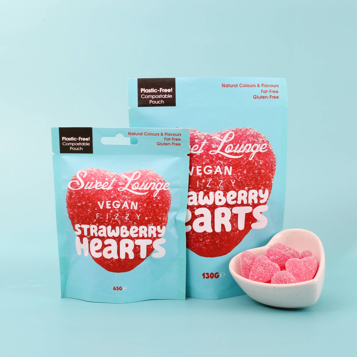 Vegan Fizzy Strawberry Hearts