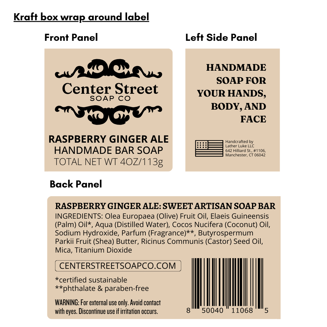 Raspberry Ginger Ale Vegan Handmade Soap Bar