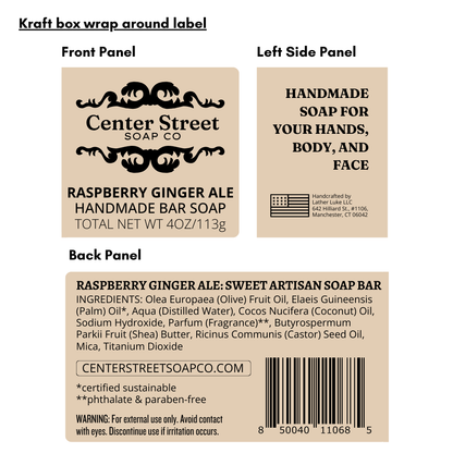 Raspberry Ginger Ale Vegan Handmade Soap Bar