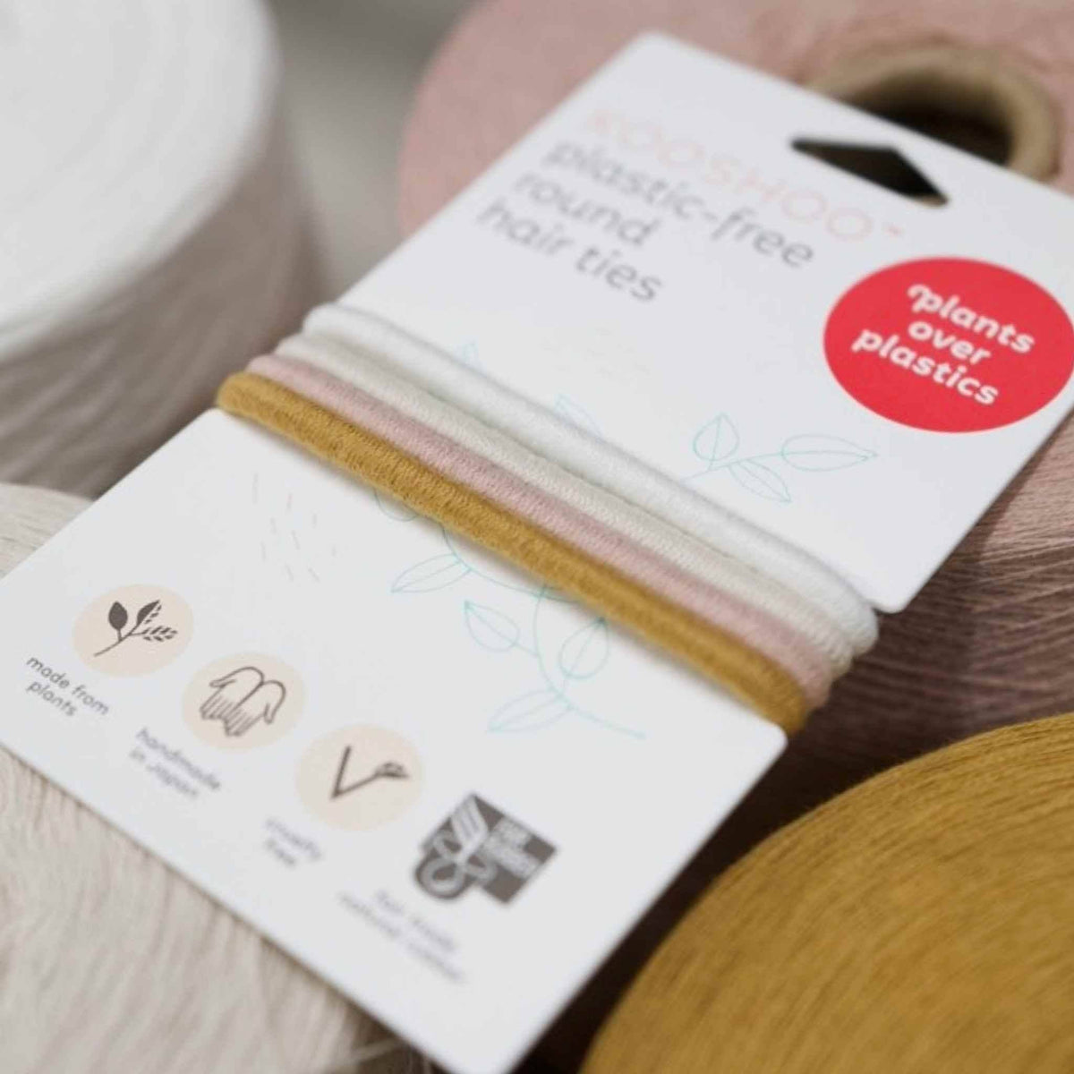 Plastic-free Round Hair Ties - Mondo 4-pack - Golden Fibres