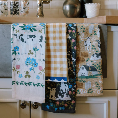 Cows & Flowers Tea Towel