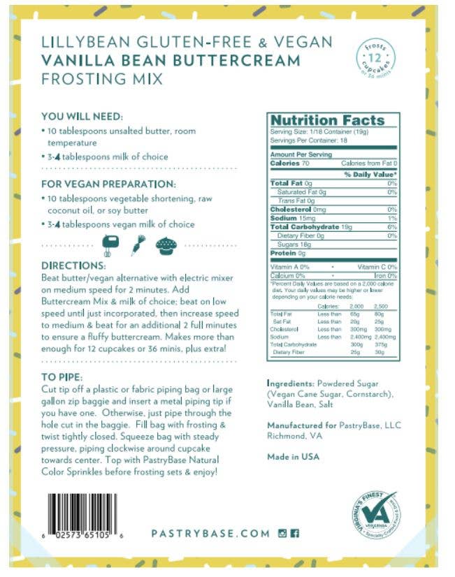 Vanilla Bean Buttercream Mix (Vegan & GF)