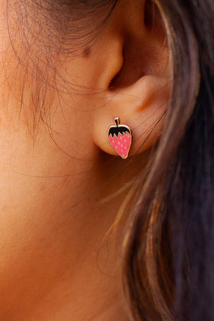 Strawberry Enamel Earrings