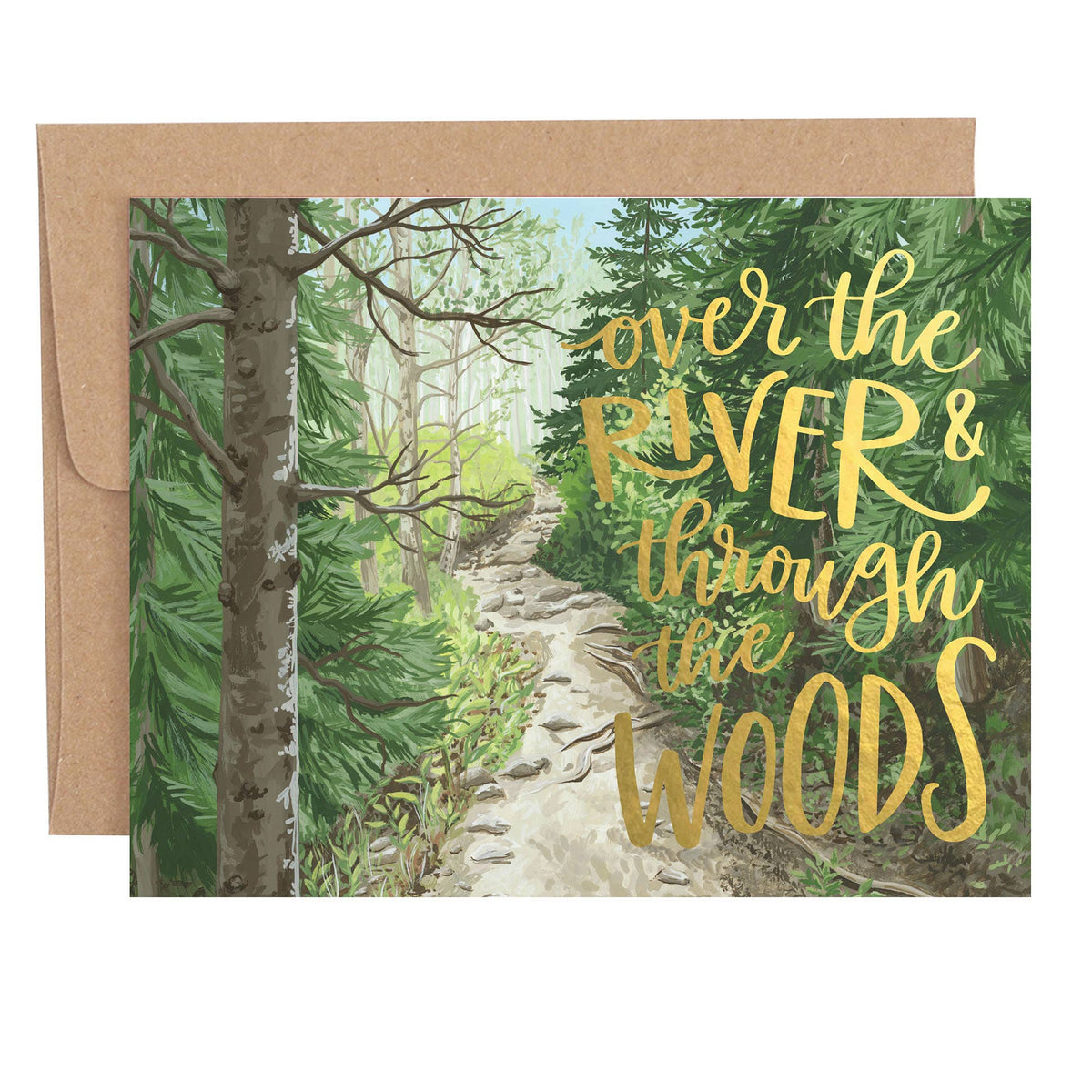 Through The Woods Landscape Holiday Greeting Card
