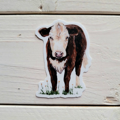 Hereford Red and White Cow Vinyl Sticker