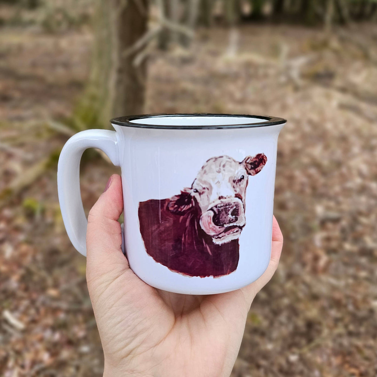 Gizmo Hereford Brown and White Cow Camp Mug