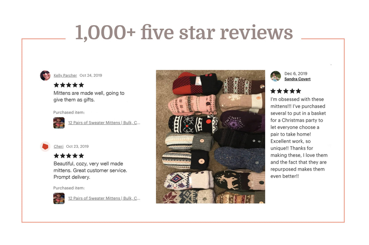 Eco-Friendly, Upcycled Women's Mittens