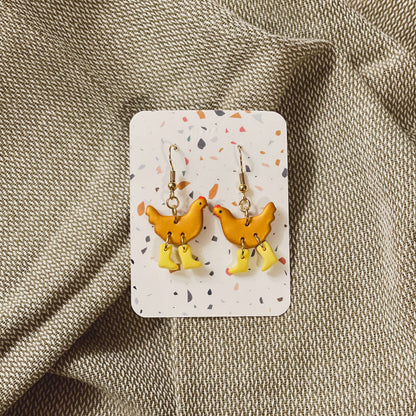 Chickens with Boots Earrings