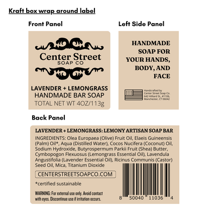 Lavender and Lemongrass Vegan Handmade Soap Bar