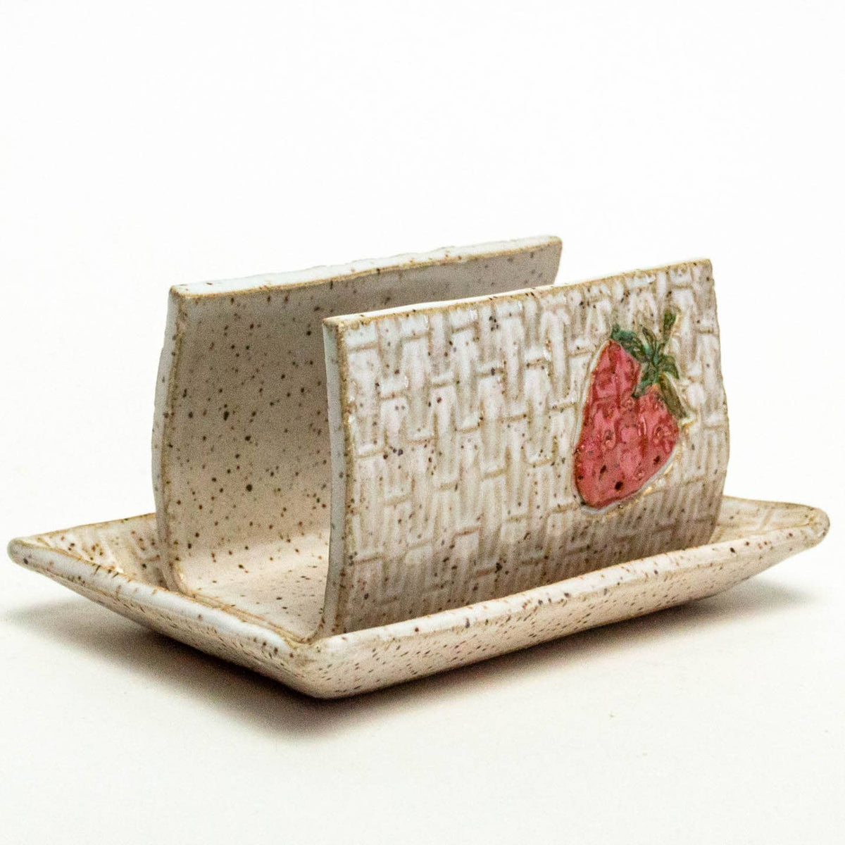 Strawberry Pattern Handmade Stoneware Kitchen Sponge Holder