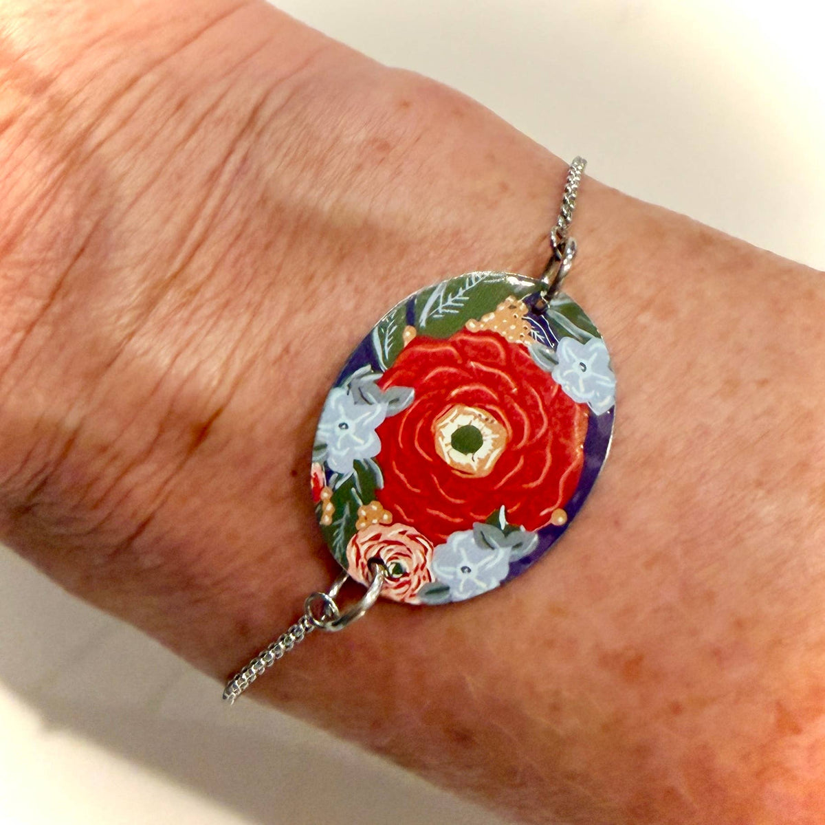 Recycled Vintage Tin Slider Bracelet