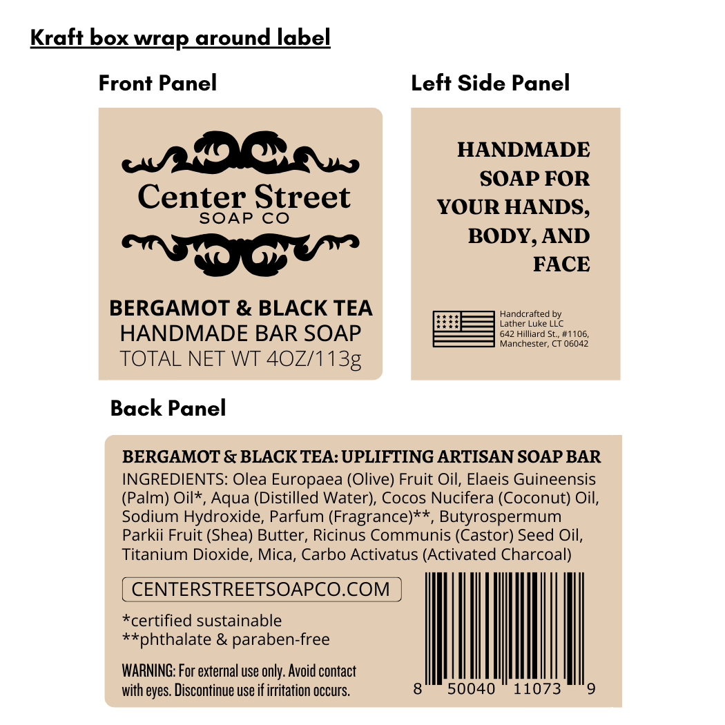 Bergamot and Black Tea Vegan Handmade Soap Bar