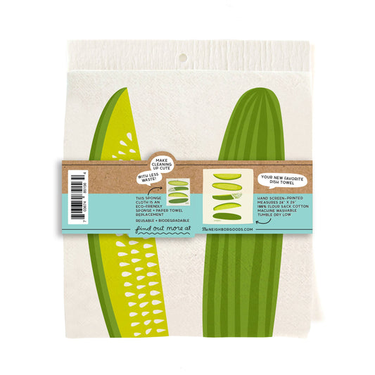 Pickle Tea Towel + Sponge Cloth Set