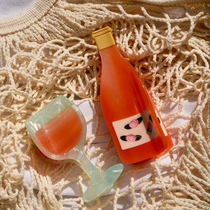 Midi Rose Wine Glass Hair Claw Clip