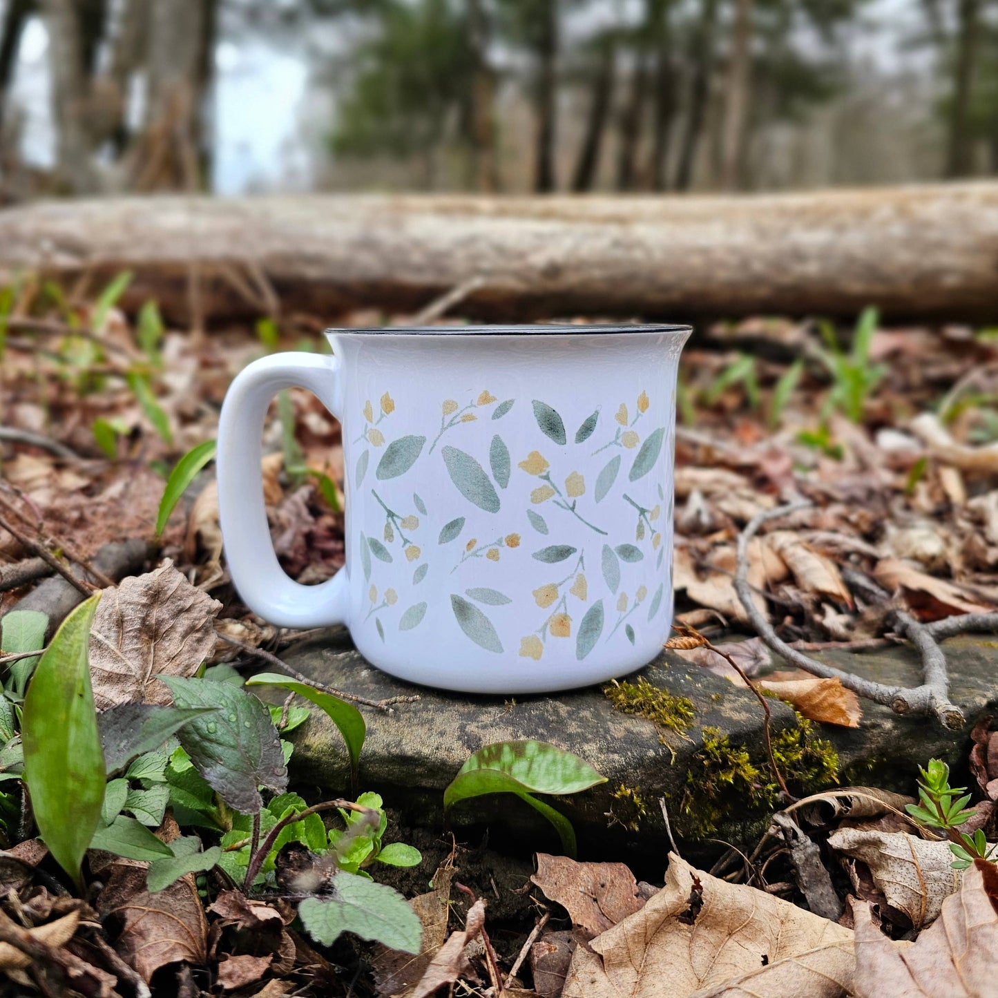Yellow Watercolor Floral Coffee Mug