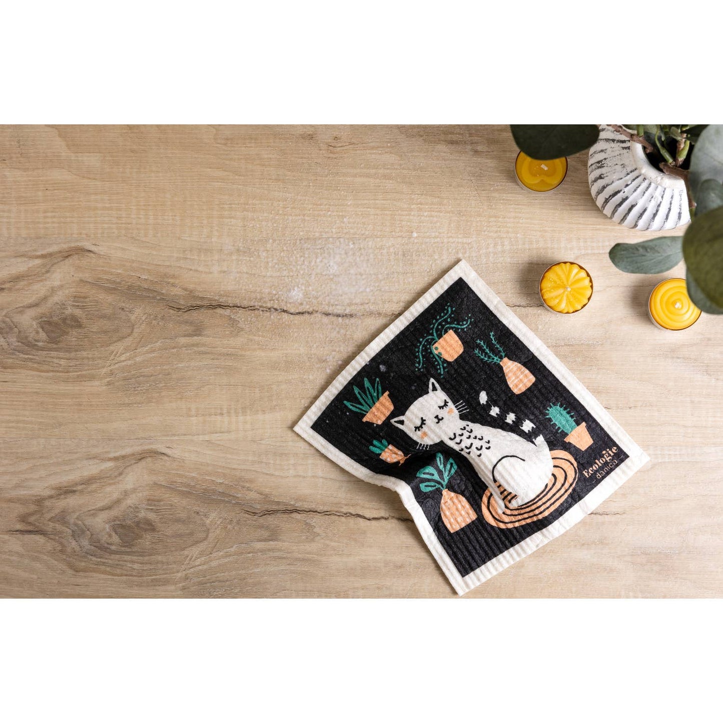 Cat Nap Swedish Dishcloth