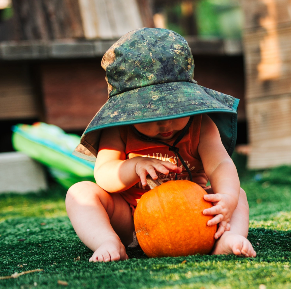 Green Brush Camo Kid’s Sun Hat