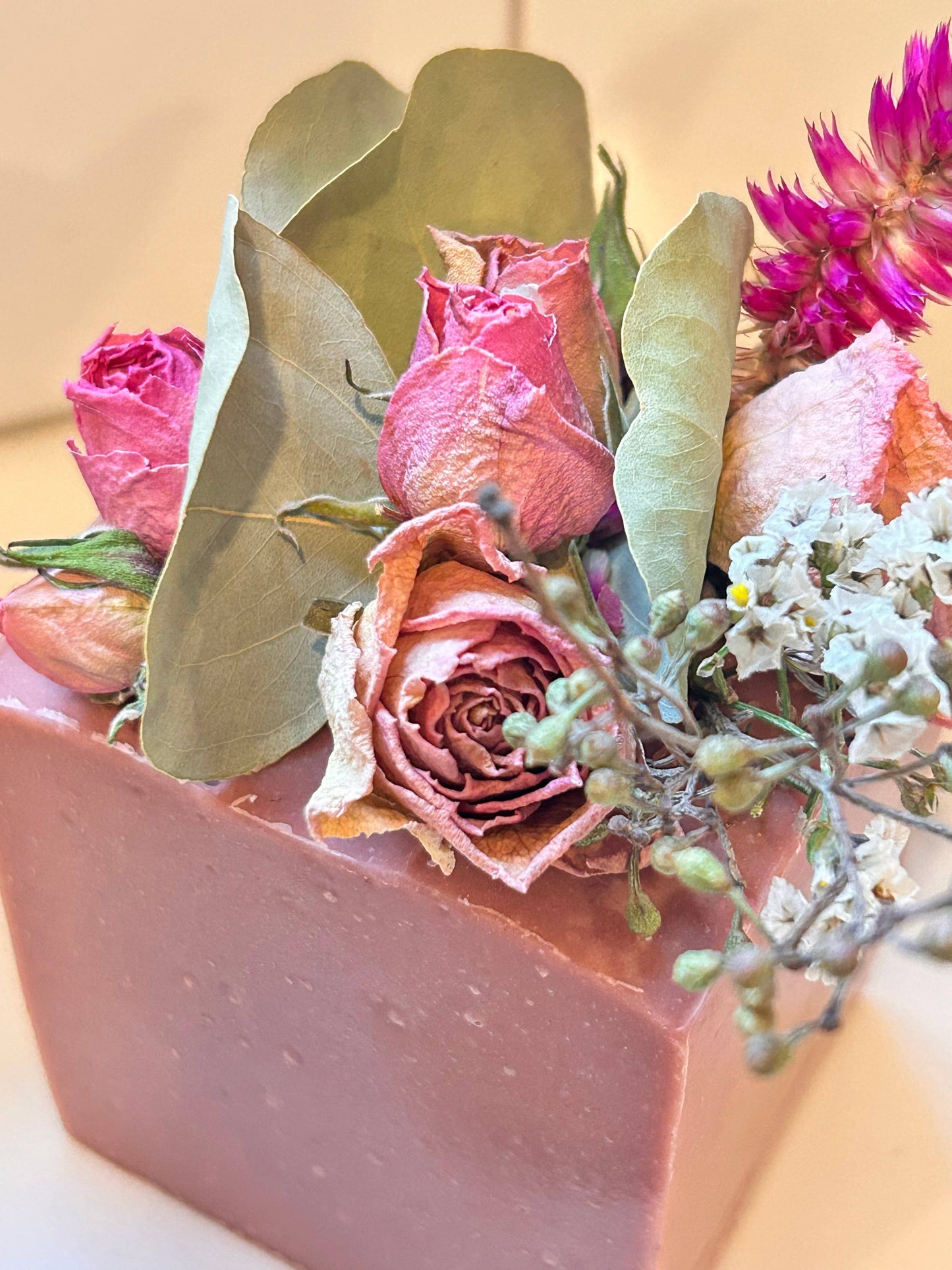 Vintage Style French Block Soap With Dry Flowers