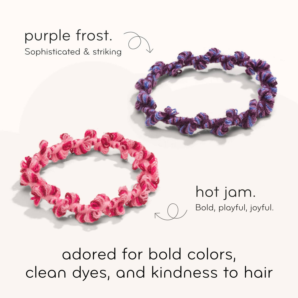 Crochet Hair Ties: Hair Health, Organic Elastics, Hot Jam