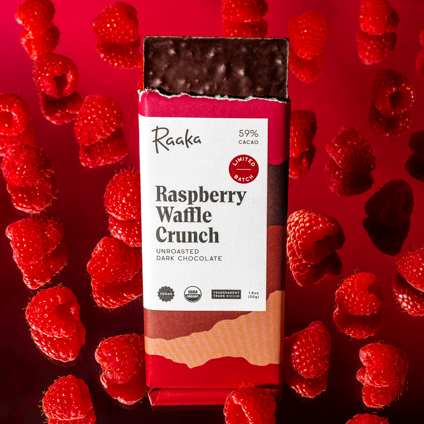 60% Raspberry Waffle Crunch Bar - Valentine's Limited Batch