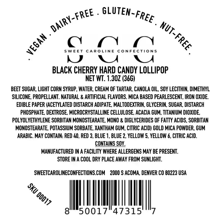 Sunflower Lollipops, Black Cherry Flavor